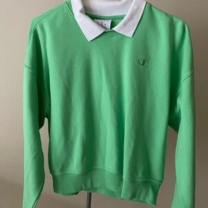 Champion Green and White Sweatshirt